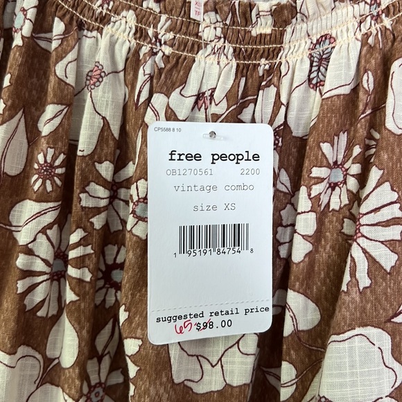 NWT Free People Miss Daisy Ruffle Print Top - Picture 5 of 7